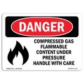 Signmission Safety Sign, OSHA Danger, 12" Height, 18" Width, Compressed Gas Flammable Content, Landscape OS-DS-D-1218-L-1077